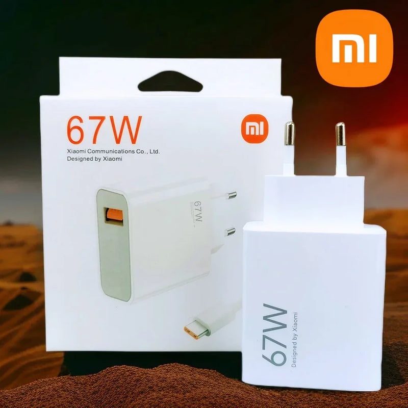 Carregador Xiaomi 67W Turbo Fast Charge EU Adaptador USB Tipo C