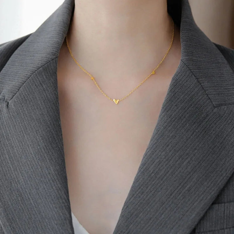 Colar Aço Inoxidável, Elegante Pequenos, Corações