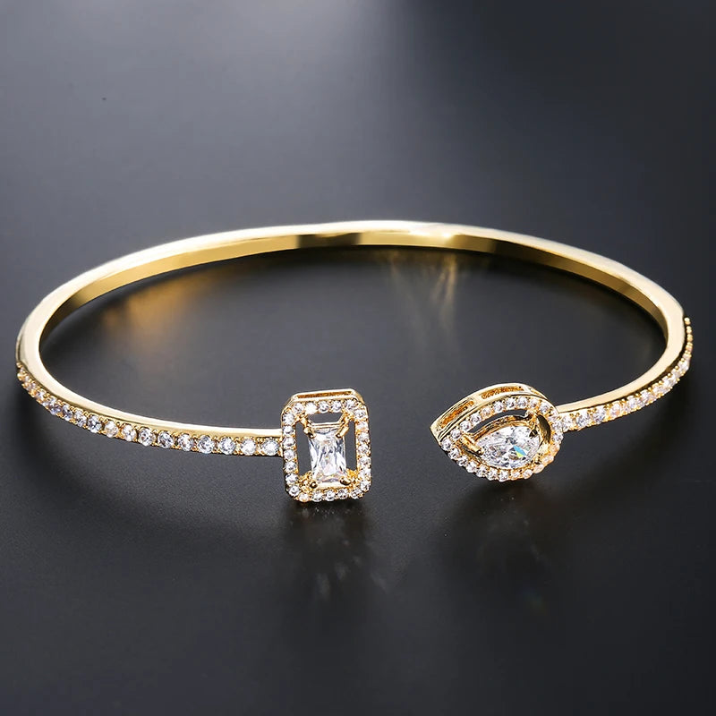 Pulseiras De Punho Geométricas De Luxo Dourada e Prata