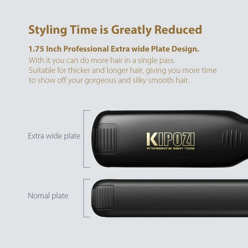 KIPOZI Profissional Titanium Flat Iron Hair Straightener com Display LCD Digital Dual Voltage