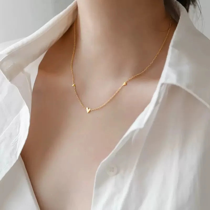 Colar Aço Inoxidável, Elegante Pequenos, Corações