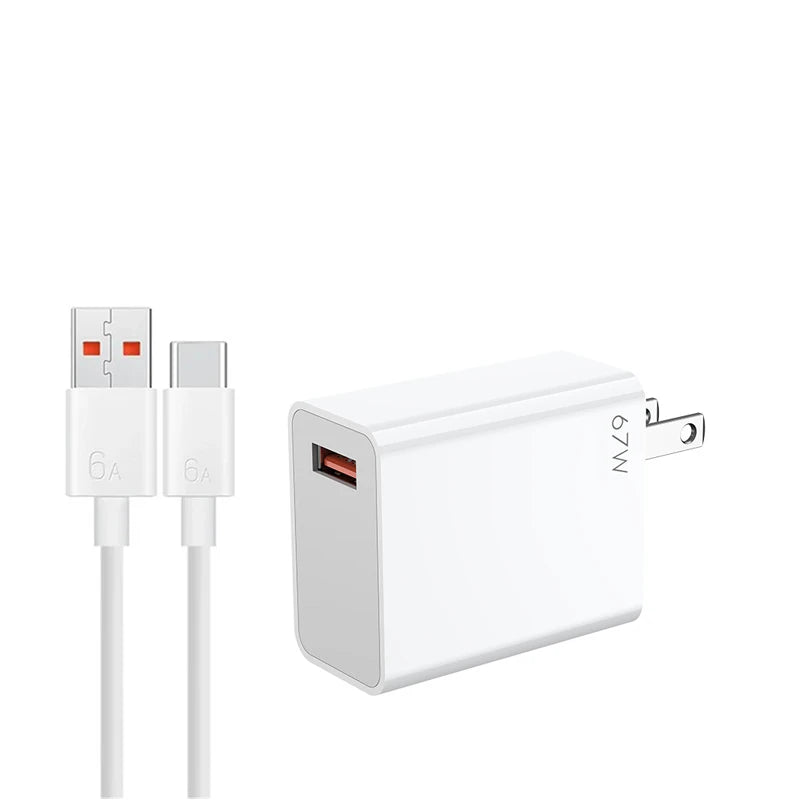 Carregador Xiaomi 67W Turbo Fast Charge EU Adaptador USB Tipo C