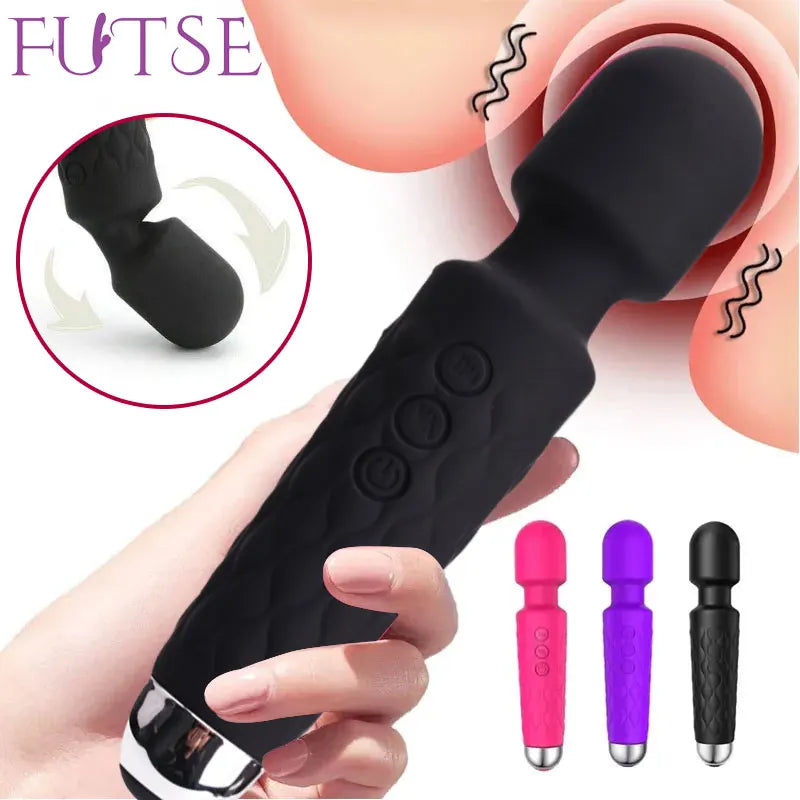 Vibrador Potente de 20 Velocidades Para Mulheres, Estimulador de Mamilo, Ponto G, Clitóris, Varinha Mágica