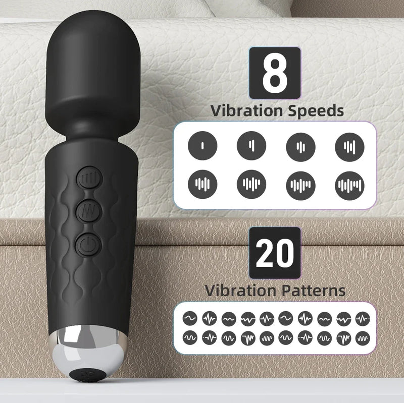 Vibrador Potente de 20 Velocidades Para Mulheres, Estimulador de Mamilo, Ponto G, Clitóris, Varinha Mágica