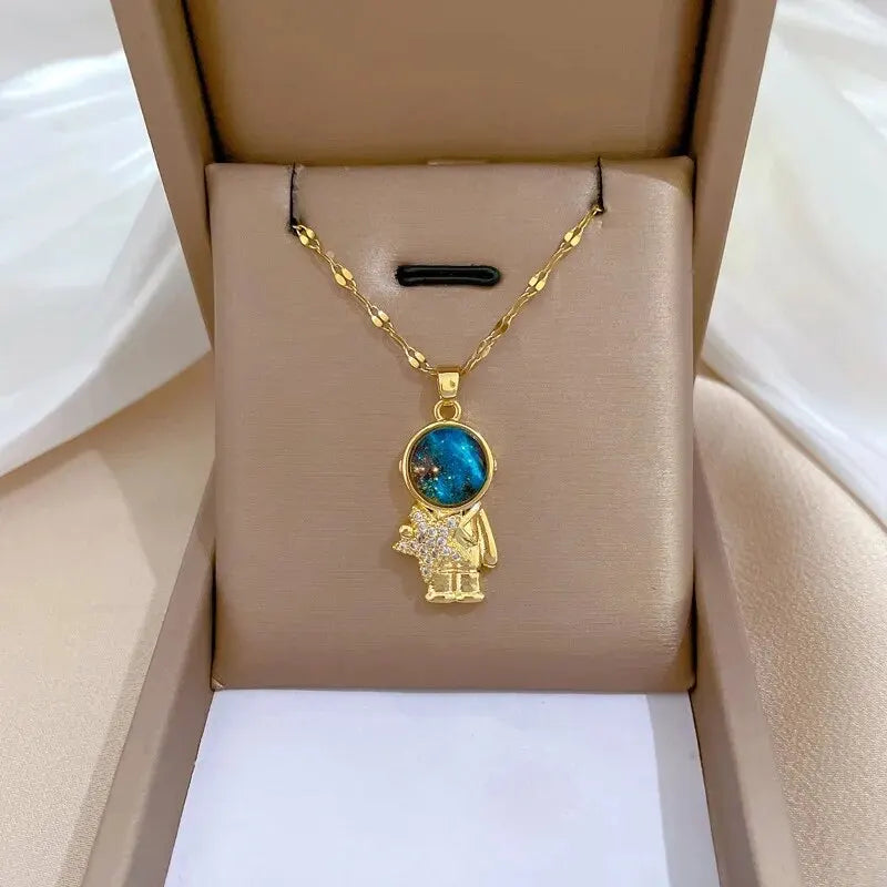 Colar de Aço Titânio de Luxo, Com Pingente