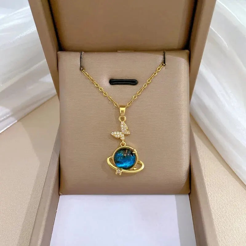 Colar de Aço Titânio de Luxo, Com Pingente
