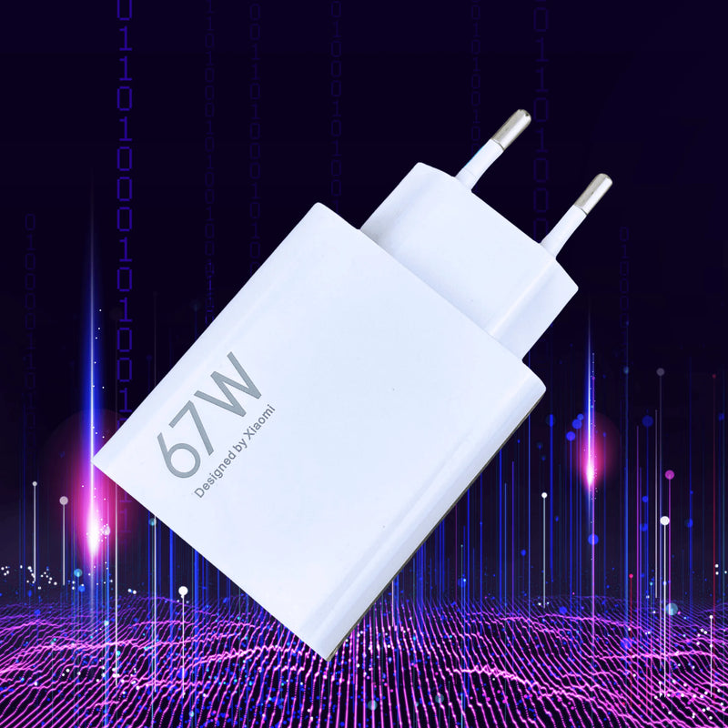 Carregador Xiaomi 67W Turbo Fast Charge EU Adaptador USB Tipo C