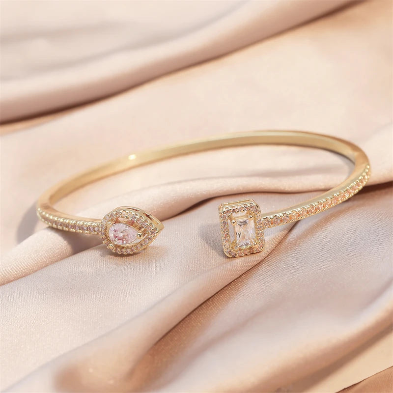Pulseiras De Punho Geométricas De Luxo Dourada e Prata