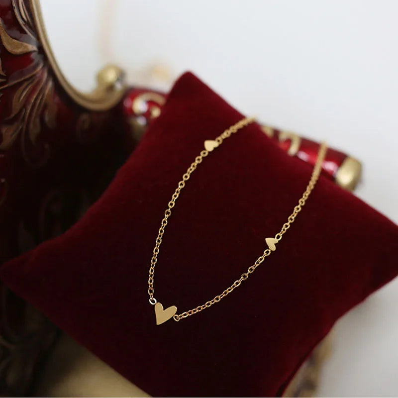 Colar Aço Inoxidável, Elegante Pequenos, Corações