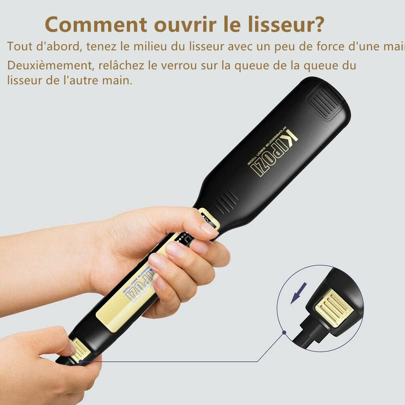 KIPOZI Profissional Titanium Flat Iron Hair Straightener com Display LCD Digital Dual Voltage