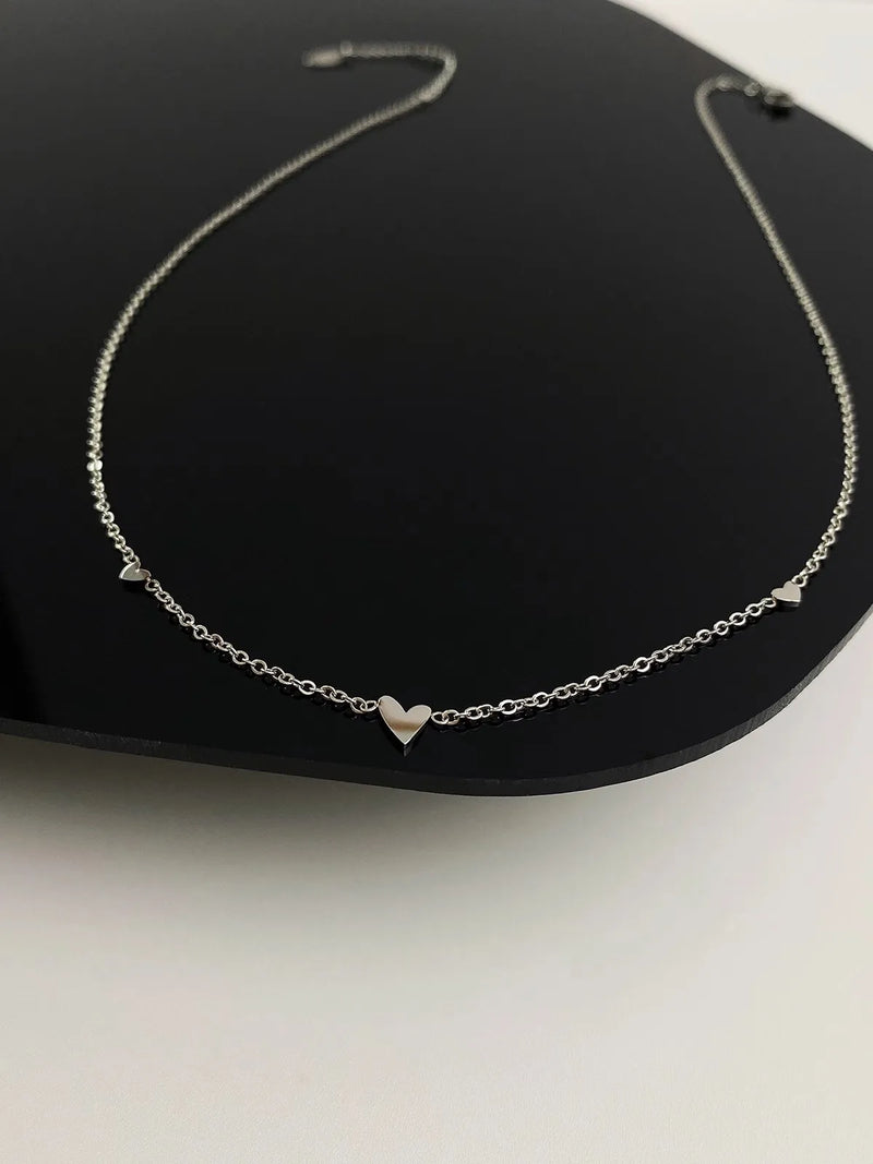 Colar Aço Inoxidável, Elegante Pequenos, Corações