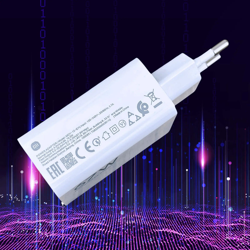 Carregador Xiaomi 67W Turbo Fast Charge EU Adaptador USB Tipo C