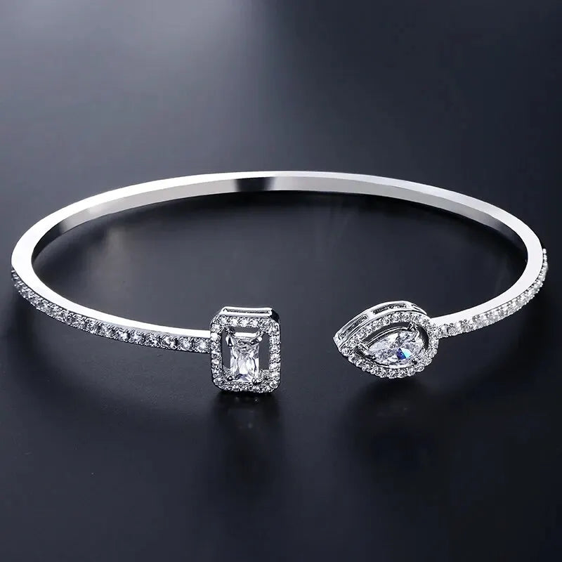 Pulseiras De Punho Geométricas De Luxo Dourada e Prata