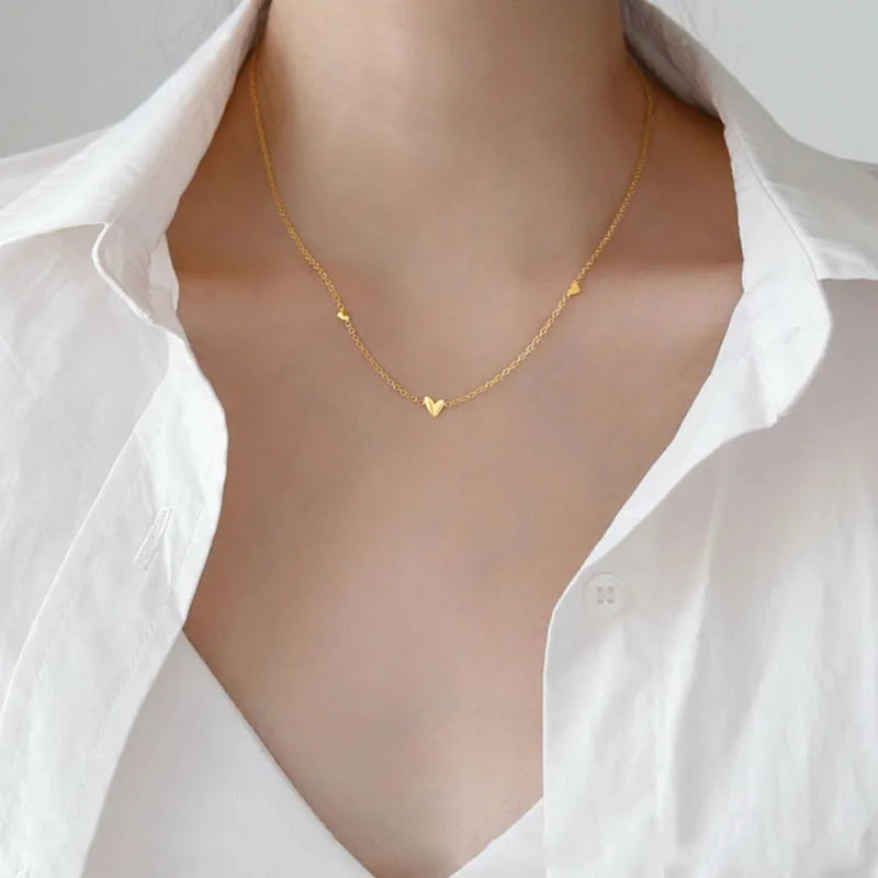 Colar Aço Inoxidável, Elegante Pequenos, Corações