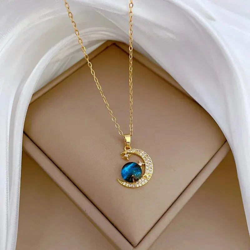Colar de Aço Titânio de Luxo, Com Pingente
