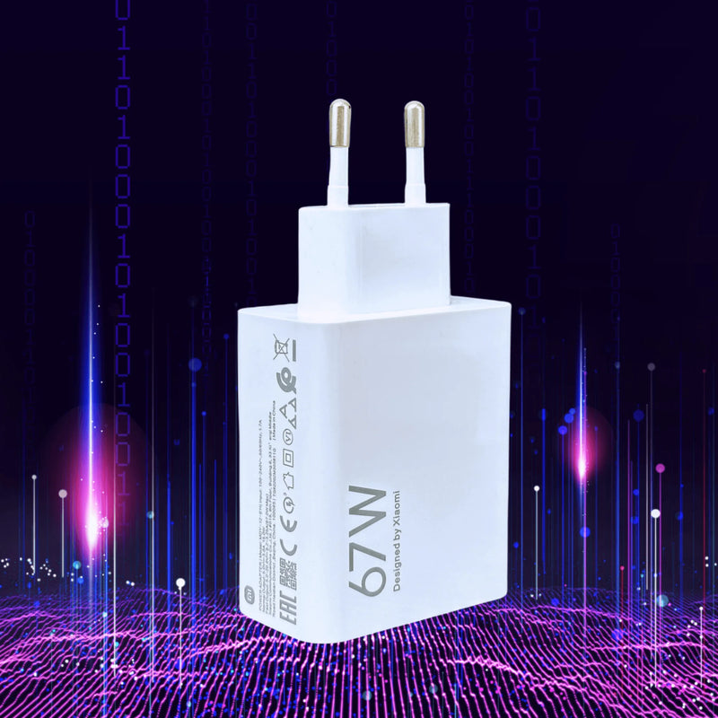 Carregador Xiaomi 67W Turbo Fast Charge EU Adaptador USB Tipo C